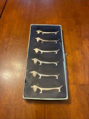 Vintage Silver Plated Dachshund Dog Knife Rest - 6 Pc Set